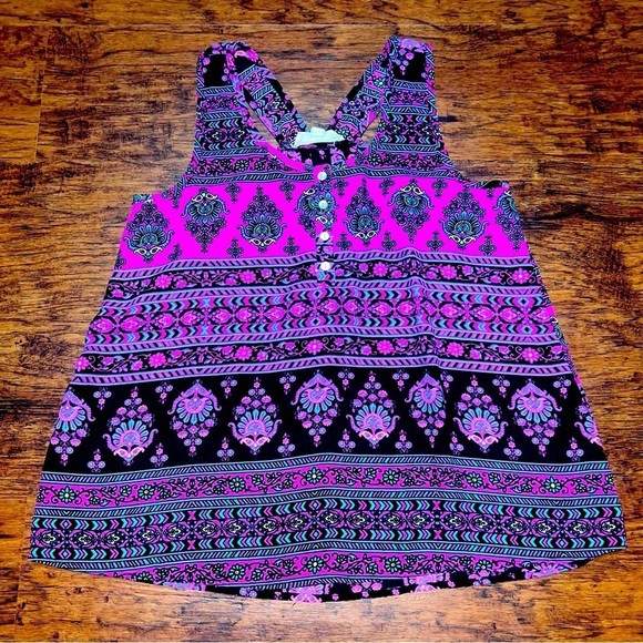 Paisley Boho Racerback Sleeveless Blouse, Boho Flowy Tank, Pink Rose Size Small - Picture 4 of 10